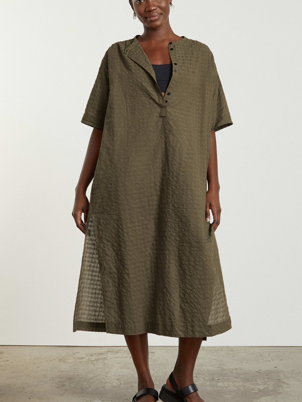Everlane Olive Cotton Caftan Dress Coverup - Euro Summer Cruise